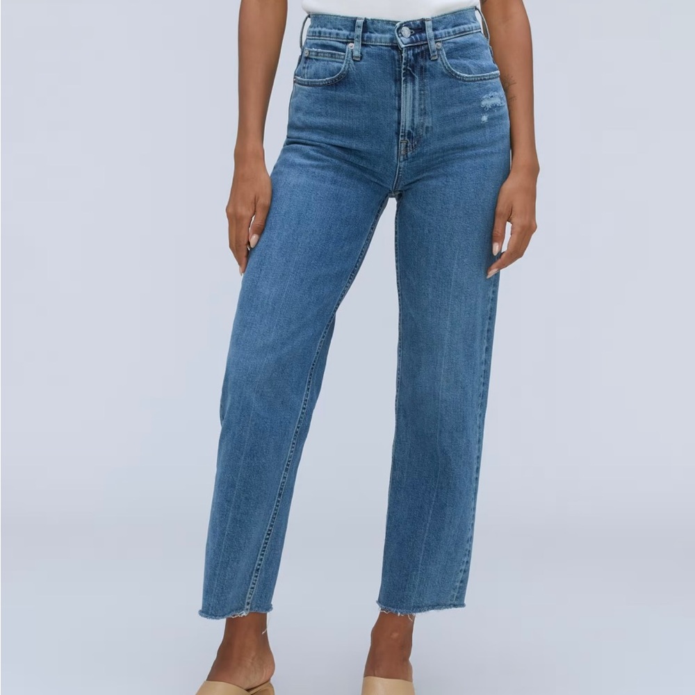 New 31 Distressed Raw Hem Blue Everlane The Way High Jean Size 31 Regular